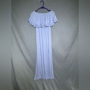 Forever 21 Light Blue-ish Lavender Strapless Maxi Dress with Side Slit